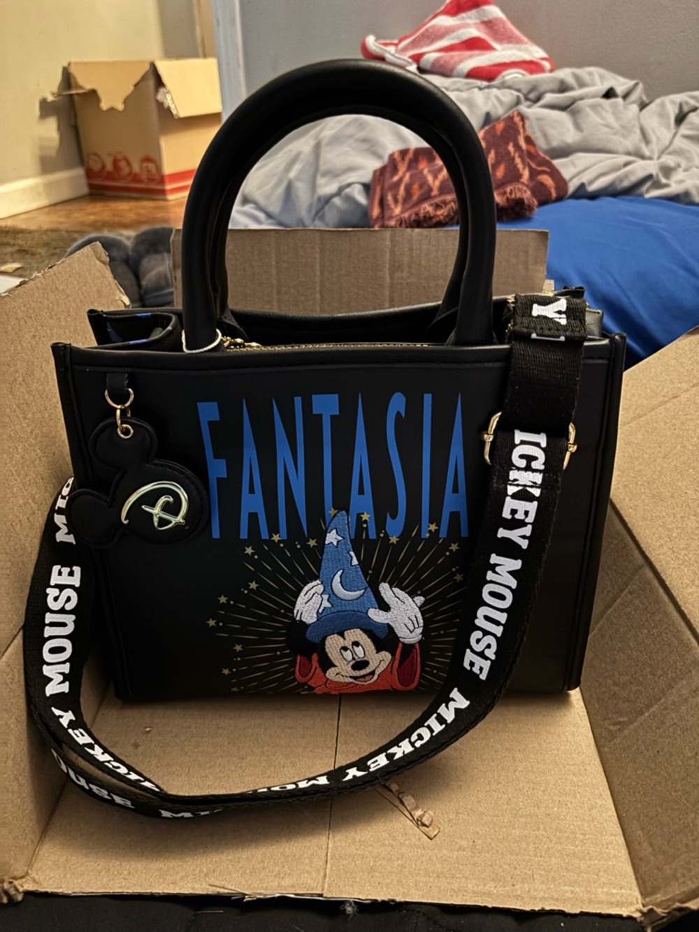 Primark Black Fantasia Mickey Mouse Satchel with Blue Accents